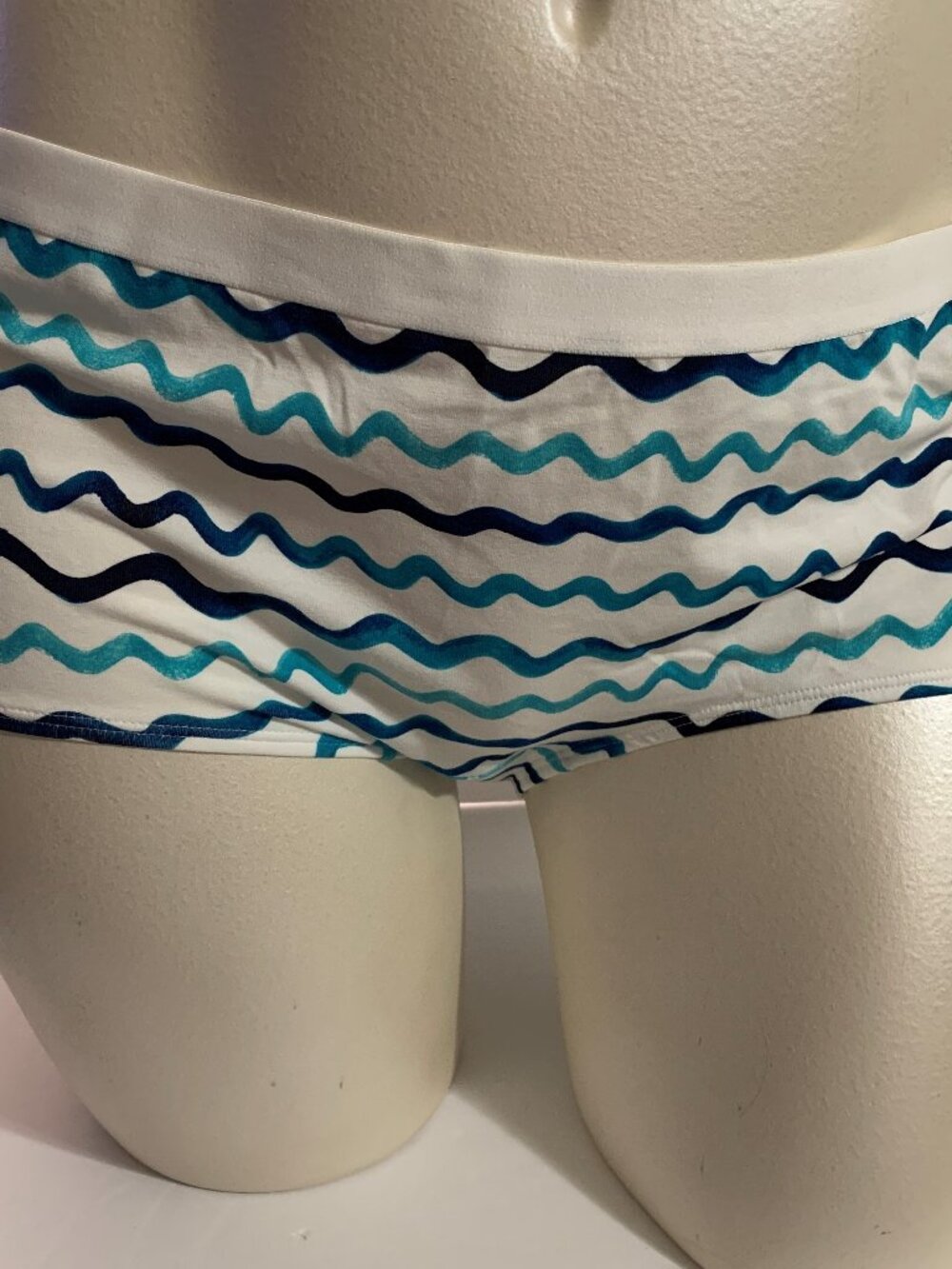 Catherines Boyshort Panties Underwear Cotton Blend Striped Blue White Plus Sz 2X